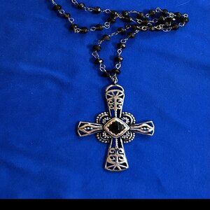 Silpada MARQUESSA Smokey Quartz Silver Cross Necklace N2331